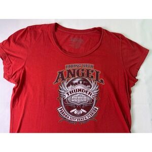 VTG Angel Thunder Beach Panama City Florida T Shirt‎ Red Womens Size L USA Made